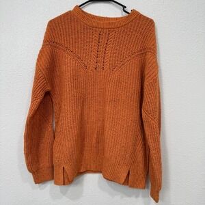 Caslon Orange Speckled Knit Crew Neck Sweater Size S